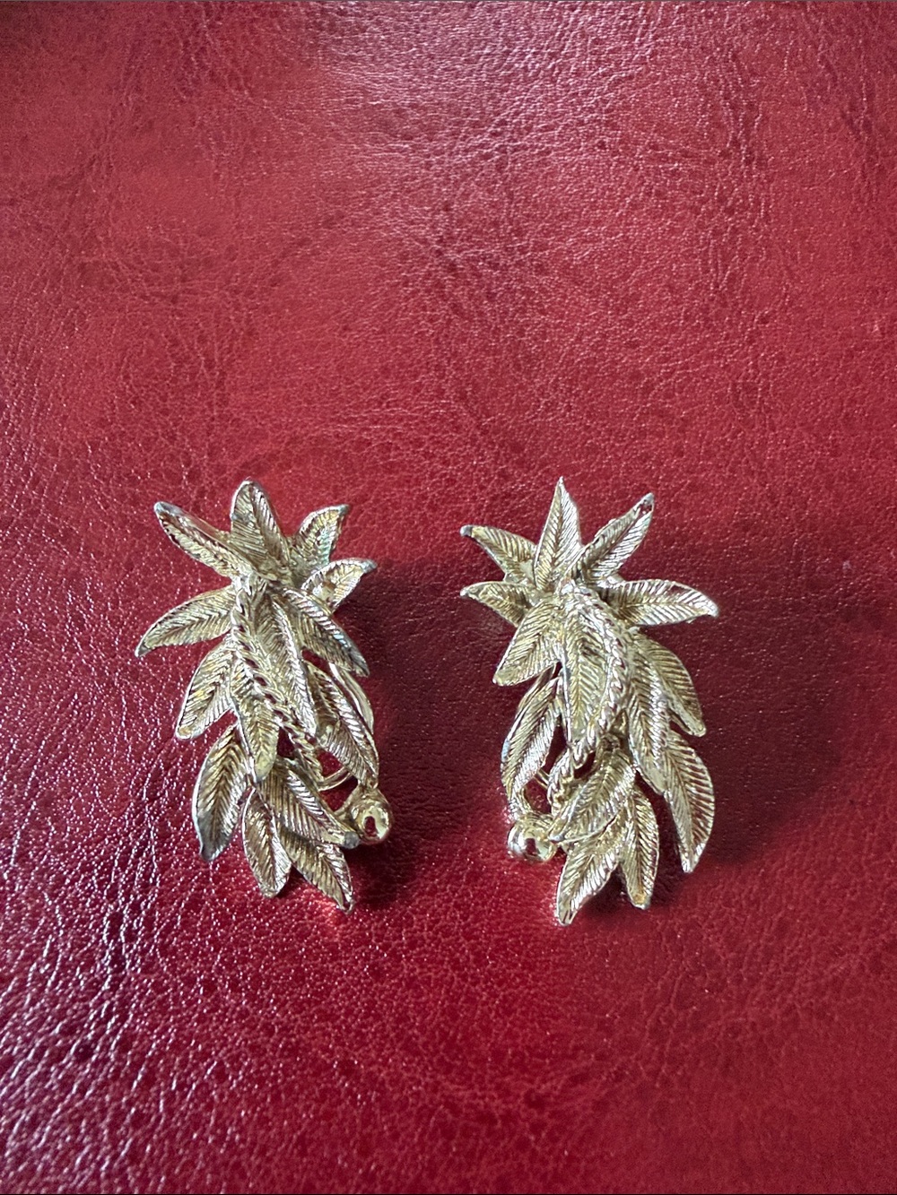 Gold Leaf BSK Cluster Clip-On Earrings - Women Jewelry